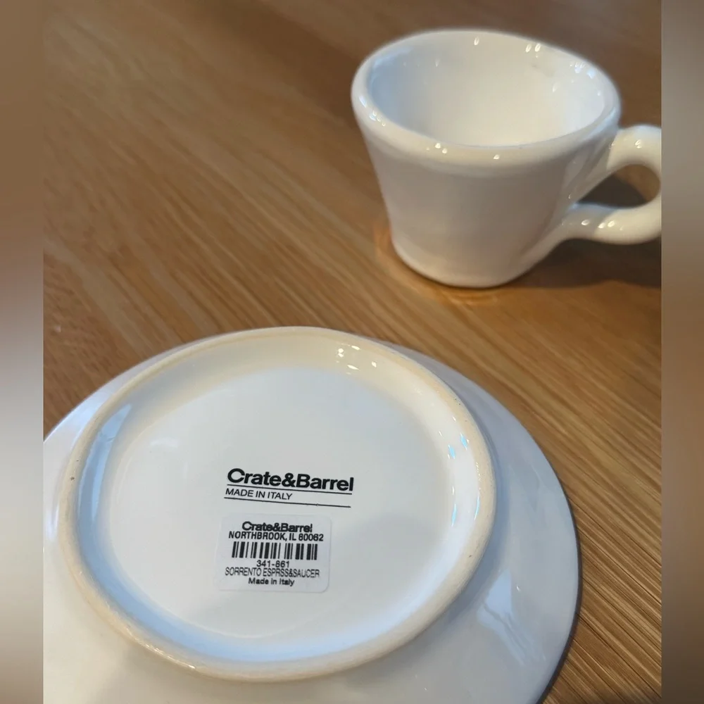 New! CrateandBarrel Sorrento Espresso Cup & Saucer Set Made in Italy 🇮🇹